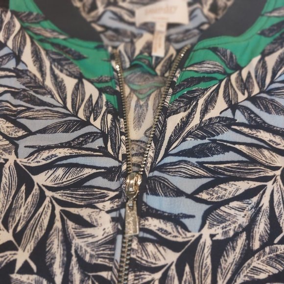 Laundry By Shelli Segal Leaf Print Zip Up Viscose Jacket Size 12 - Picture 4 of 7